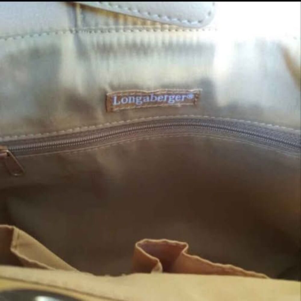Longaberger Woven Leather Tote Bag Caramel View 4